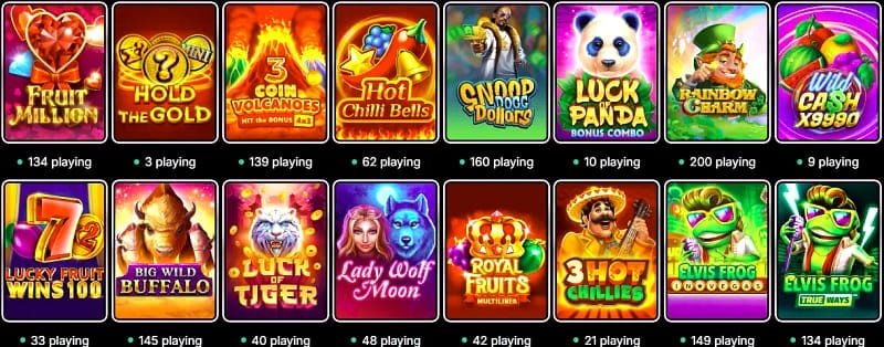 Spieleangebot: 5.000+ Titel von lizenzierten Providern