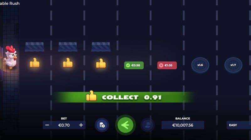 Uncrossable Rush im Demo-Modus auf 24 Casino – Frage 2: Bei welcher Spur cashe ich natürlich aus?